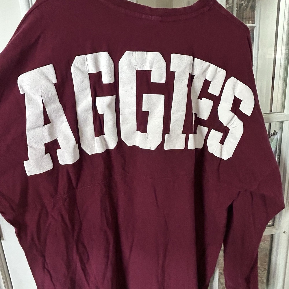 Texas A&M Spirt Jersey Aggies Long‎ Sleeve Maroon 100% Cotton Size Large - Picture 4 of 11